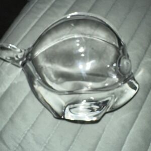 COFRAC Art Verrier France Crystal Glass Fish Bowl Vase 6"x 4"‎ Marked Mint